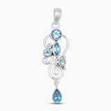 925 Sterling Silver Blue Topaz Drop Pendants