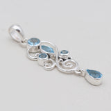 925 Sterling Silver Blue Topaz Drop Pendants