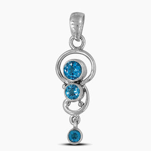 925 Sterling Silver Blue Topaz Pendants