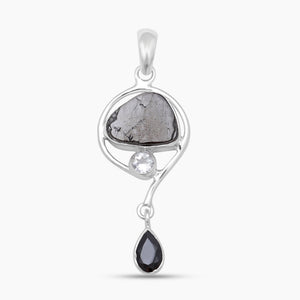 925 Sterling Silver Natural Shungite Pendants