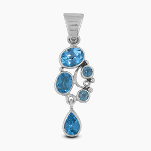925 Sterling Silver Blue Topaz Pendants