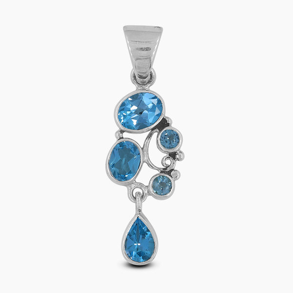 925 Sterling Silver Blue Topaz Pendants