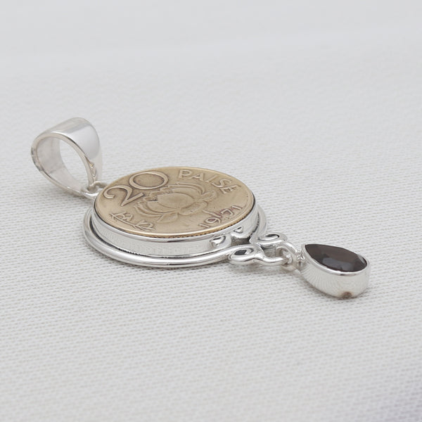 20 Paisa Indian Coin Silver Drop Pendants