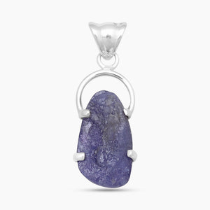 925 Silver Raw Tanzanite Pendants