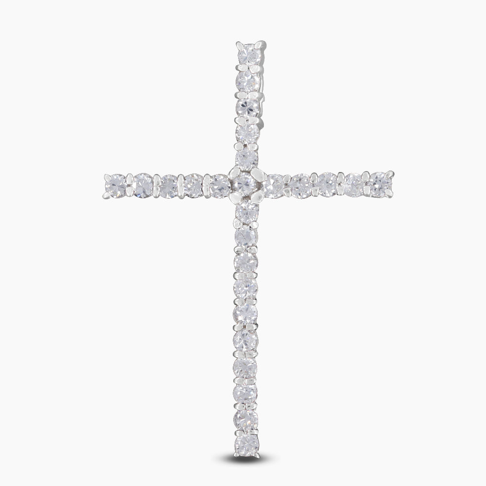 Cubic Zirconia Holy Cross Silver Pendants