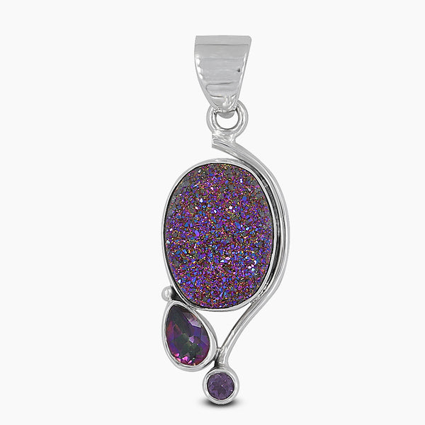 925 Silver Titanium Druzy Pendants