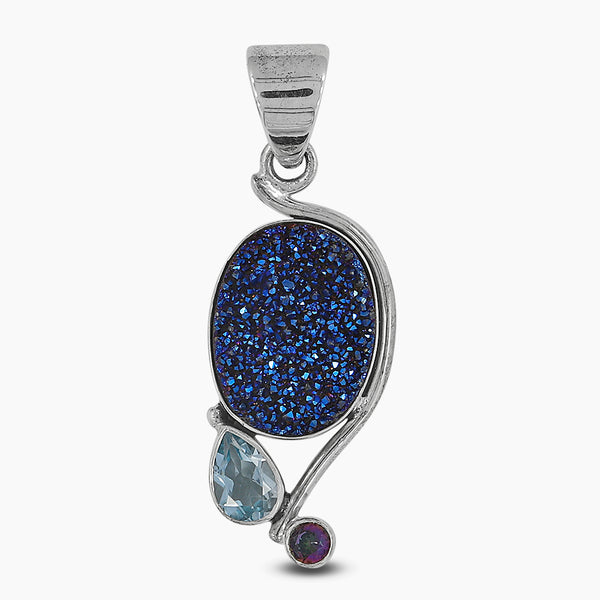925 Silver Titanium Druzy Pendants