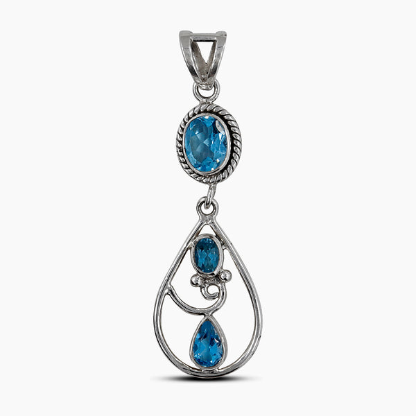 925 Silver Blue Topaz Pendants