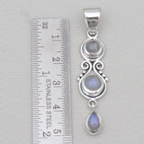Ethiopian Opal & Garnet Silver Drop Pendants