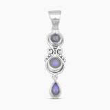 Ethiopian Opal & Garnet Silver Drop Pendants