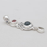 Ethiopian Opal & Garnet Silver Drop Pendants
