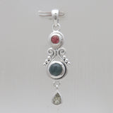 Ethiopian Opal & Garnet Silver Drop Pendants