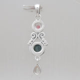 Ethiopian Opal & Garnet Silver Drop Pendants