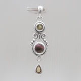 Ethiopian Opal & Garnet Silver Drop Pendants