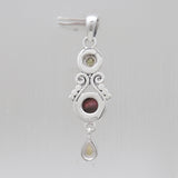 Ethiopian Opal & Garnet Silver Drop Pendants