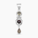 Ethiopian Opal & Garnet Silver Drop Pendants