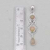 Ethiopian Opal & Garnet Silver Drop Pendants