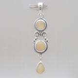 Ethiopian Opal & Garnet Silver Drop Pendants