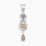 Ethiopian Opal & Garnet Silver Drop Pendants