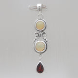 Ethiopian Opal & Garnet Silver Drop Pendants