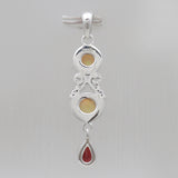 Ethiopian Opal & Garnet Silver Drop Pendants