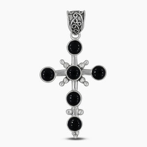 Black Onyx Holy Cross Silver Pendants