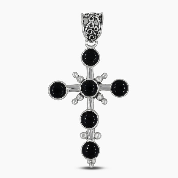 Black Onyx Holy Cross Silver Pendants