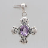 Purple Amethyst Silver Cross Pendants