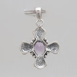 Purple Amethyst Silver Cross Pendants
