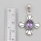 Purple Amethyst Silver Cross Pendants