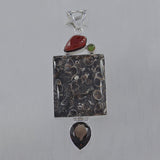 Turritella Agate Silver Pendants