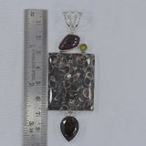 Turritella Agate Silver Pendants