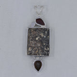 Turritella Agate Silver Pendants
