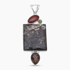 Turritella Agate Silver Pendants