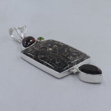 Turritella Agate Silver Pendants