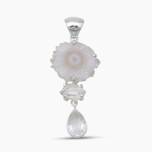 Amethyst Slice With Multistone Drop Pendants