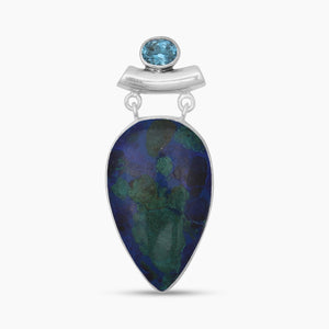 Azurite Malachite Silver Pendants