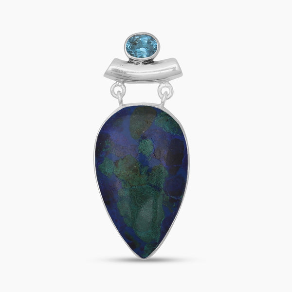 Azurite Malachite Silver Pendants