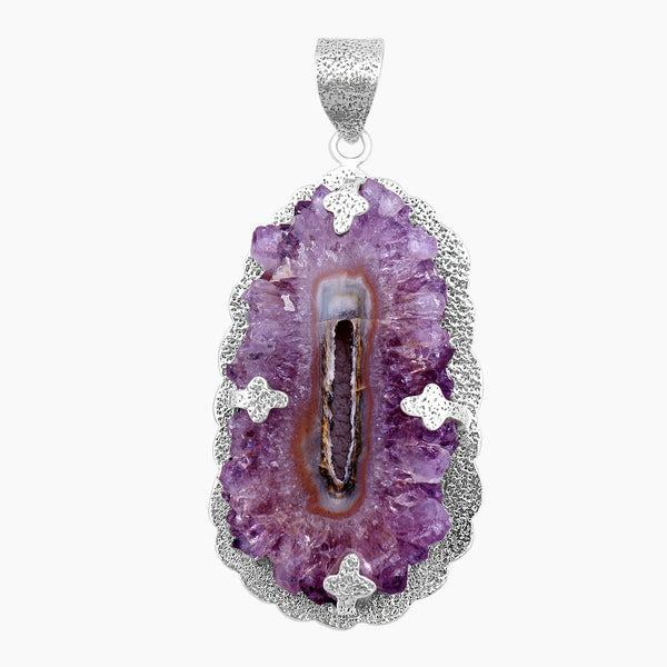 925 Silver Amethyst Slice Pendants