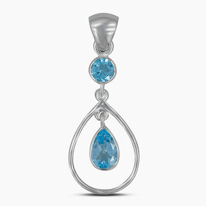 925 Sterling Silver Blue Topaz Pendants