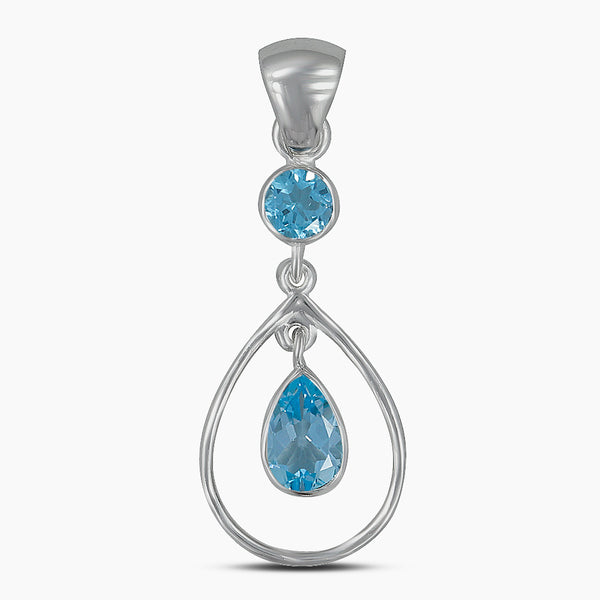 925 Sterling Silver Blue Topaz Pendants