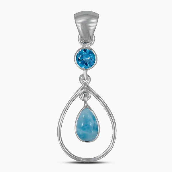 925 Sterling Silver Blue Topaz Pendants
