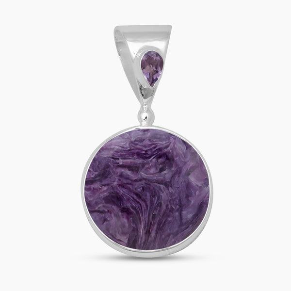 925 Sterling Silver Purple Charoite Pendants