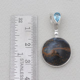 Pietersite Jasper & Blue Topaz Silver Pendants