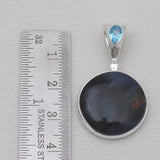 Pietersite Jasper & Blue Topaz Silver Pendants