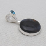 Pietersite Jasper & Blue Topaz Silver Pendants
