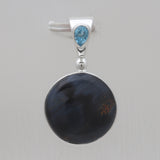 Pietersite Jasper & Blue Topaz Silver Pendants