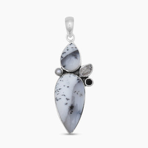 925 Sterling Silver Dendritic Opal Pendants
