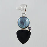 Black Onyx & Pearl Silver Pendants
