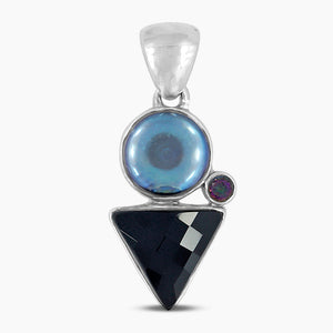 Black Onyx & Pearl Silver Pendants
